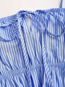 Mavi dikey şerit yaz ince yüksek bel gevşek dikey şerit rahat geniş bacak pantolon kadınlar için <span class=keywords><strong>Suit</strong></span> - Product Image 6