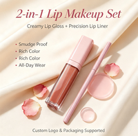 Coffrets Cadeaux Maquillage Naturel en Gros – Boîte Rose – Kit Crayon à Lèvres et Gloss – Fournisseur Marque Privée – Rouge à Lèvres Liquide et Crayon à Lèvres