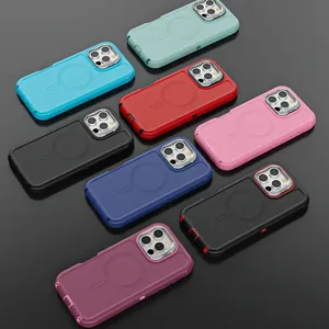 NUEVA Funda Magnética Armor para <span class=keywords><strong>iPhone</strong></span> 16 15 14 Plus <span class=keywords><strong>13</strong></span> 12 11 Pro Max, Soporte Magnético para Lente de Cámara, Carga Inalámbrica - Product Image 1