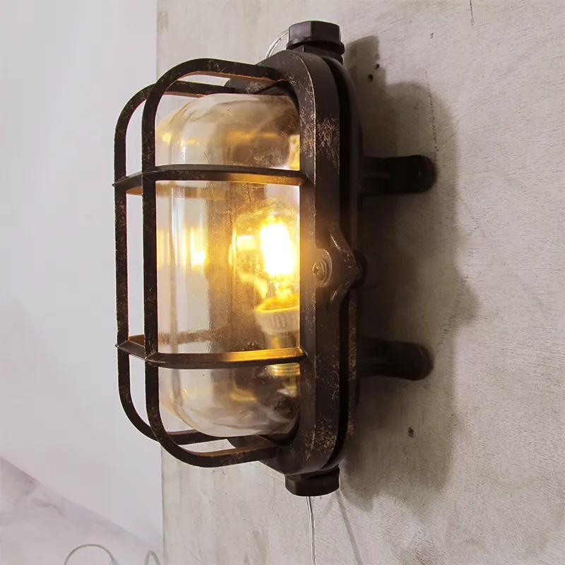 Vintage industrielle wasserdichte Wand lampe Garten Bar Glas antike Dekoration Outdoor Retro Wand leuchte