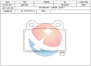 ผ้าเบรกเซรามิกพรีเมียมใหม่สำหรับ <span class=keywords><strong>BENDIX</strong></span> AUS MITSUBISHI (OE 4605A584/4605A695) - Product Image 2