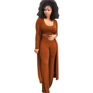 Factory Casual Ribbed Lounge 3 Piece <b>Sets</b> Jumpsuit With Long Robe - Product Image 5