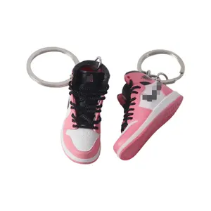 Baloncesto deportivo de PVC personalizado con caja, 3D llavero de zapatos de cocodrilo, cordones de ventilador, Sakura rosa y negro, zapatillas de deporte de ventilador