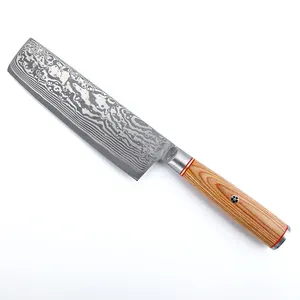 High quality Japanese 67 layer Damascus steel Multifunctional Chopping Knife Olive wood handlen 7 inch Santoku Chef Knife