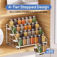 Rak Bumbu Segitiga 4 Tingkat dari Baja Karbon Putih yang Dapat Disesuaikan dengan Desain Multifungsi untuk Meja Dapur dan Lemari