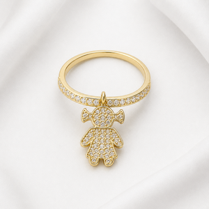 Anello con Ciondolo a Forma di Bambola, Anello alla Moda per Donna, Accessorio da Dito per Uso Quotidiano, Design Unico - Product Image 3