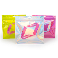Sacs d'emballage cosmétiques refermables en PE avec impression de logo personnalisé, holographiques, laser, recyclables, à fermeture éclair, pour outils de maquillage