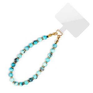 Chaîne de téléphone portable en calcédoine 8 mm de forme irrégulière, style européen-américain, pierre semi-précieuse naturelle, cadeau de vacances unisexe - Product Image 6