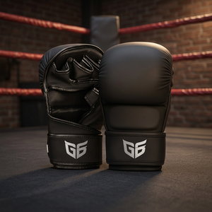 Guantes de Boxeo BST con Correa Larga para la Muñeca, Cierre de Velcro, Interior de Algodón y Gel, Medios Dedos Descubiertos, para Hombres y Mujeres - Equipo de Protección para Artes Marciales - Product Image 1
