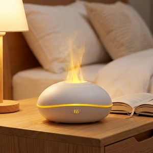 Diffuseur d'huiles essentielles à flamme 200 ml, humidificateur ultrasonique, veilleuse colorée, diffuseur d'arômes pour la maison, le bureau et la chambre - Product Image 1