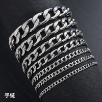 Collier chaîne en acier inoxydable pour hommes, style Hip Hop, avec fermoir argenté, bijoux de mode, vente en gros, dropshipping