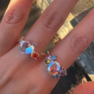 Bague Illusion d'Amour en Argent Pur S925, Micro-Incrustée de Zircon Coloré, Texture Oeil, Pierre de Lune Douce, Unique pour Elle - Product Image 4