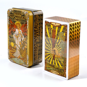 Großhandel wasserdichte <span class=keywords><strong>Tarot</strong></span> Schwarz gold Folie <span class=keywords><strong>Tarot</strong></span> karten mit Bedienungs anleitung für Anfänger - Product Image 1