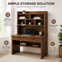 Bureau contemporain avec étagères bibliothèque et tiroirs, poste de travail informatique en bois pour chambre, bureau et salle d'étude