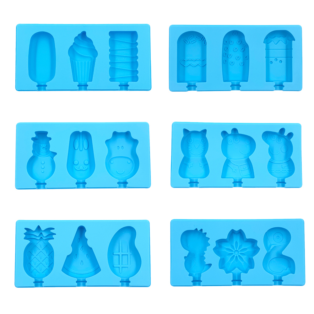 Personnalisé 3 Cavités BPA sans Silicone Crème Glacée Moule À Popsicle Bâtons FDA LFGB BPA Gratuit En Gros Amazon Hotsale