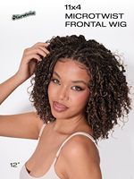 Perruque frontale afro en dentelle HD sans colle, synthétique, 12 pouces, 11x4, densité 200%, micro-torsades bouclées avec cheveux volumineux