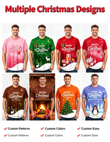 T-shirt décontracté unisexe à manches courtes avec imprimé 3D motif de Noël dégradé, nouveauté transfrontalière