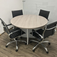 Table de réunion de bureau ronde en bois avec pieds en métal, petite, pour conférences, discussions et négociations