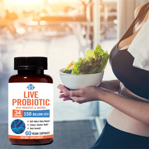 Probiótico Orgánico Vivo con 150 Mil Millones de UFC, Enzimas Prebióticas, Extractos Herbales para la Salud Digestiva, 60 Cápsulas para Adultos - Product Image 3