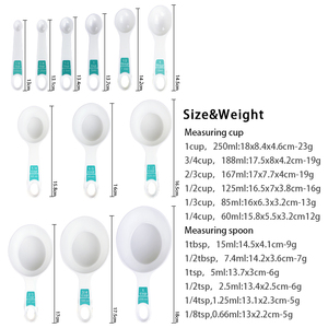 Kitchen Baking <b>Measuring</b> Set Multi Purpose 12 Pieces White Nesting Plastic <b>Measuring</b> <b>Spoon</b> and <b>Measuring</b> Cup Sets - Product Image 6