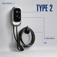 Nouveau chargeur EV portable Type 2 Type 1 5m Câble LCD WiFi App RFID Intelligent IP55 IEC 61851 TUV CB CE FCC 7-22kW Direct Usine