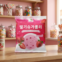 [sugarolly] Caramelos de Algodón de Azúcar con Sabor a Fresa, Multicolores, 10g, con Ingredientes Seguros y Divertidos de Comer