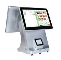 Systèmes de point de vente tout-en-un à écran tactile simple/double de 15.6 pouces Caisse enregistreuse Windows avec imprimante intégrée de 58mm/80mm