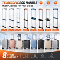 Poignée télescopique en aluminium pour bagages, support de téléphone étanche rabattable, tube de protection, tige de traction réglable et légère pour chariot