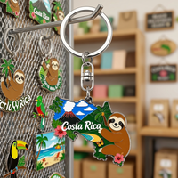 Llavero de metal de aleación de zinc personalizado con diseño de Mapa de Costa Rica y Perezoso de Monteverde, Souvenirs de Costa Rica