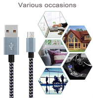 Kabel Data Pengisian Daya Micro USB 2A Nylon Kepang 1m Grosir 2026 Aksesoris Ponsel