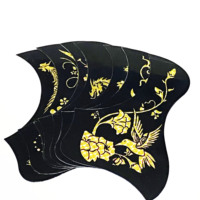 Protector de Guitarra Acústica Negro Antiarañazos, Placa Protectora para Guitarra de 40 y 41 Pulgadas, Patrón de Flor Dorada, Accesorio Protector
