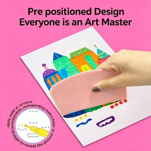 Kit d'art à gratter Magique Arc-en-ciel à presser, Ensemble <span class=keywords><strong>de</strong></span> <span class=keywords><strong>peinture</strong></span> créative avec raclette, Cartes postales DIY, Ensemble d'œuvres d'art en papier à gratter dessinées à la main pour enfants - Product Image 5