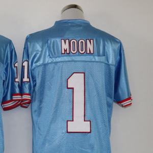 ヒューストンウォーレンムーンライトブルー最高品質のステッチスローバックフットボールジャージー - Product Image 1