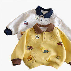 Sweat-shirt polo pour garçons, style automne et printemps, avec col à revers, pour enfants plus âgés, vêtement d'automne, haut pour enfants - Product Image 5