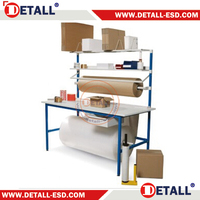 Table de travail multifonctionnelle Detall pour l'emballage et le travail du bois, avec coupe-papier intégré et protection ESD