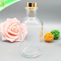 Bouteille ronde en verre vide pour diffuseur de parfum classique de 120 ml (4 oz) avec bouchon en liège, impression sérigraphique pour la décoration de la maison