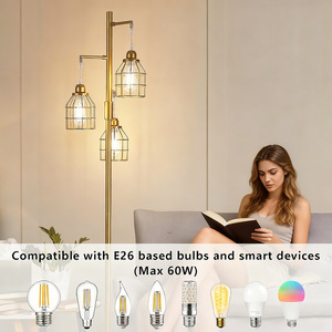 Industrial Brass Floor <b>Lamp</b> 3 Heads Adjustable Height LED Lighting For Living Room Bedroom <b>Office</b> Decor - Product Image 3