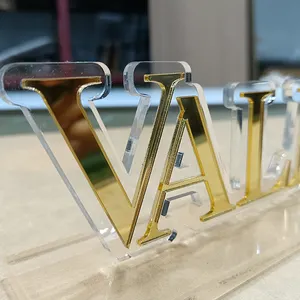 Customized Shape Acrylic Name Logo Sign Holder Stand With Base Acrilico Stand Table Card Stands