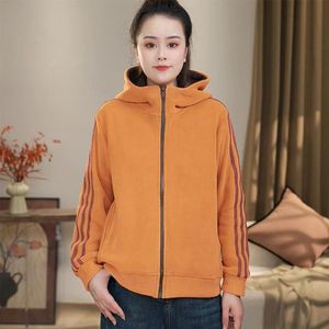 Women's Hooded Sweatshirt Jacket Green Zipper Long Sleeve Loose Fit Breathable Knitted Autumn Winter Wear - Product Image 2
