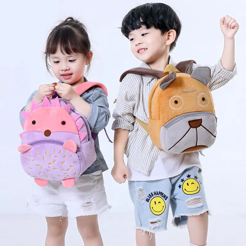 En gros pas cher mignon dessin animé sac d'école animal en peluche sac à dos enfants enfants sac à dos