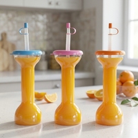 Gobelets en PET à col long de 16 oz pour Daiquiri Fiesta Slush, avec paille, design original pour fête de remise des diplômes
