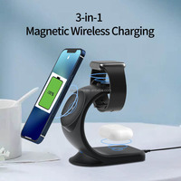 Luxe 15W Récepteur De Voyage De Bureau 10W Support De Téléphone 3W Aimant Montre Portable 3 En 1 Chargeur Sans Fil Avec Charge Sans Fil
