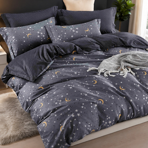 Poland Stock <b>Celestial</b> Star Moon Cotton <b>Bedding</b> Set Grey Gold Crescent Duvet Cover for B&B EU Dropshipping 3pcs - Product Image 2