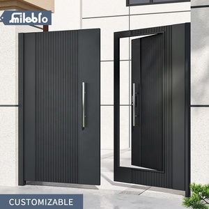 Smile <span class=keywords><strong>Bro</strong></span>-puerta de aluminio para villa y jardín, puerta de aluminio resistente al agua y al sol, Color negro, Doble - Product Image 3