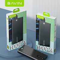 BAVIN Prix de gros Logo personnalisé Banque d'alimentation portable à écran LED Charge rapide 10000mah Banque d'alimentation mince avec support de téléphone PC050