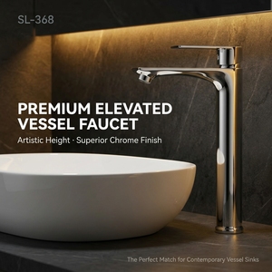 Grifo Mezclador Alto para Lavabo SL-368, Grifo Monomando Cromado de Agua Fría y Caliente para Lavabo Elevado, de Primera Calidad - Product Image 1