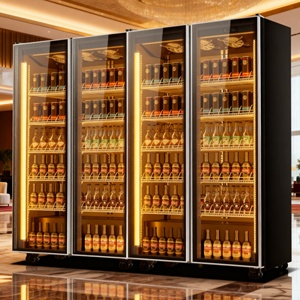 Réfrigérateur vitrine à vin commercial pleine largeur avec éclairage LED, <span class=keywords><strong>en</strong></span> verre, température réglable, affichage couleur, congélateur - Product Image 1