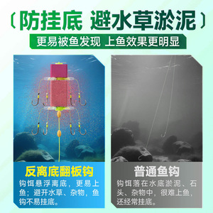 Bottom Fishing Rig For Silver Carp Bighead Carp With Square Buoyancy Plate Anti Drift Anti Bottom Hang Hooks Set - Product Image 4