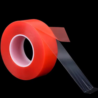 Cinta Adhesiva de PET MOPP de Doble Cara Transparente con Película Roja de 100m 205m, Adhesivo Fuerte para Uso Automotriz, Resistente a Altas Temperaturas