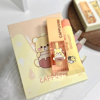 Cappuvini Huile à Lèvres Ourson Mignon et Malicieux Masque de Nuit Film Labial Hydratant Atténue les Rides des Lèvres Base Fixatrice Ensemble